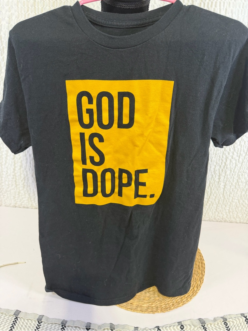Kids Black Tee with Yellow Graphic - God Is Dope